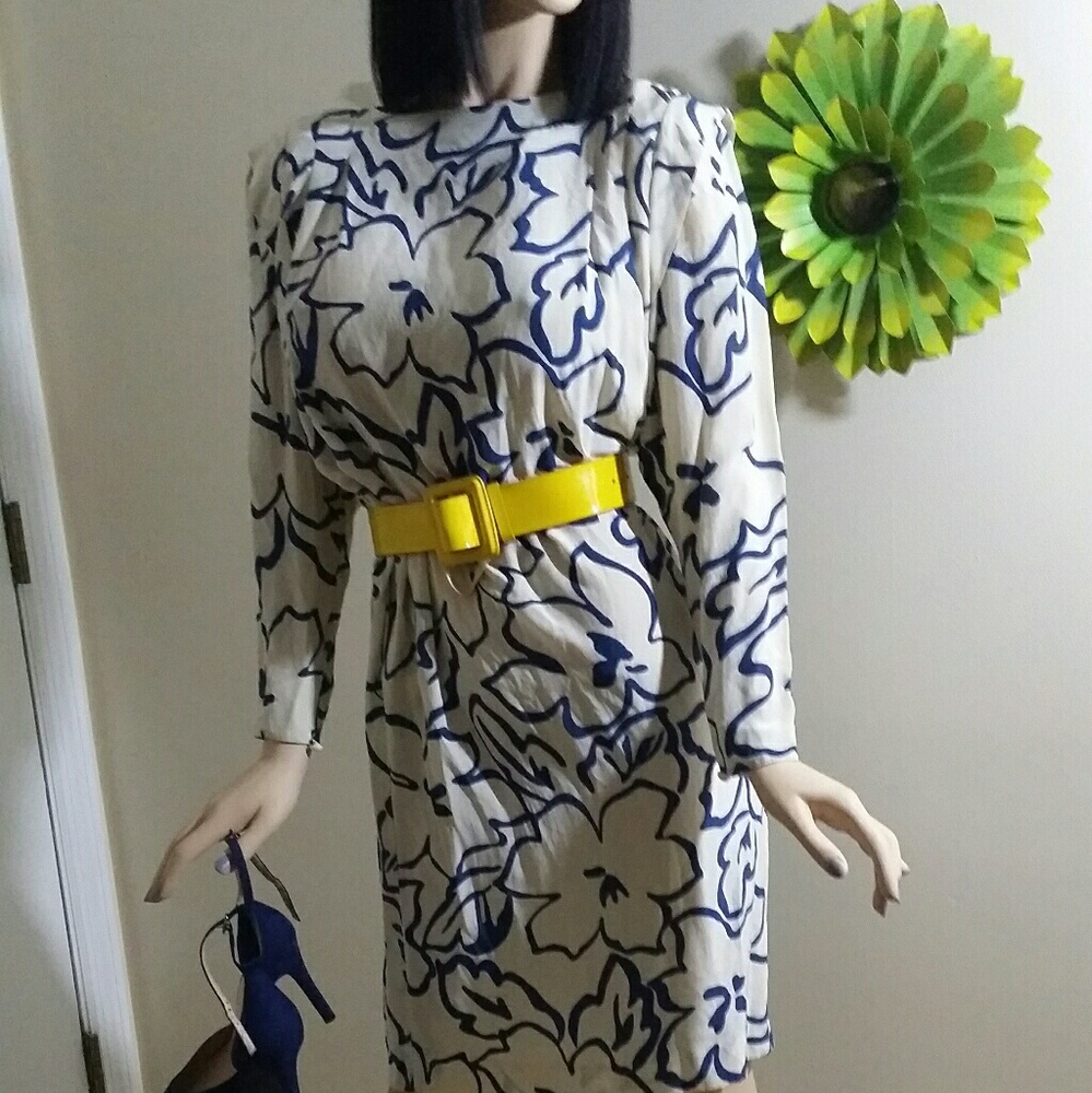 Blue and wow silk dress